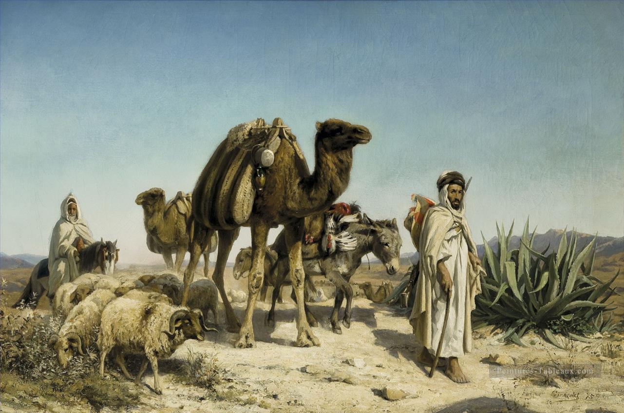 Caravane dans le désert Eugène Girardet orientaliste Peintures à l'huile